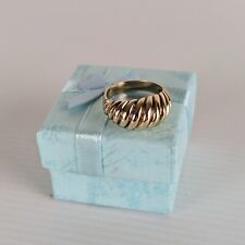 9ct 375 Yellow Gold Domed Croissant Ring Band Size N 4.73g Vintage Jewellery picture