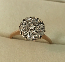 Vintage 10K Yellow White Gold Diamond Cluster Filigree Ring 2.4g Size 6 picture