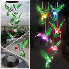 Solar Wind Chimes Hummingbird LED Waterproof Outdoor Light Color-Changing picture