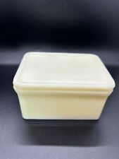 Vtg McKee Yellow Refrigerator Covered Dish 4x5  Custard Glass picture