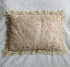 Antique Boudoir Lace Pillow Cover Satin Insert Flowers Shabby vintage Victorian picture