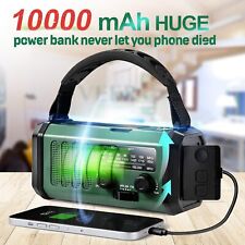 Hand Crank Emergency Solar IPX5 Weather Radio 10000mAh Power Bank Charger Light picture