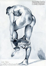 PRINT of Original Art Work Watercolor Painting Gay Male Nude 