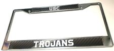 Southern Cal USC Carbon Look Trojans Chrome Metal License Plate Frame 100 SOLD picture