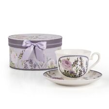 Lavender Rose Bone China Teacup and Saucer in Gift Box 250 ml Porcelain Cup picture