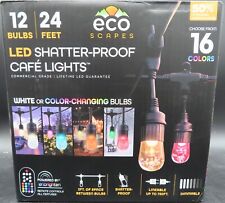 Ecoscapes LED Shatter-Proof Cafe Lights, 24', 12 Bulbs, 16 Color Options picture