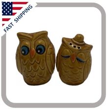 VINTAGE MID CENTRY GOLDEN YELLOW OWL SALT & PEPPER SHAKERS MADE IN JAPAN picture