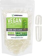 Size 00 Clear Empty Vegan/Vegetable Vegetarian Pill Capsules Veg Vcaps USA Made picture