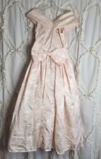 Vintage Jessica McClintock Gunne Peach Bow Formal Dress Juniors Size 5/6 XXS picture