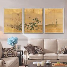Matsumura Keibun Birds and Flowering Grasses Triptych Poster Canvas A0 A1 A2 A3 picture