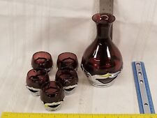 Vintage Farber Bros krome Kraft and Amethyst Glass Decanter Cordial Set picture