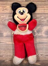 Vintage Baby Mickey Mouse Plush Toy, 10” Rubber Face W/Bib Walt Disney   picture