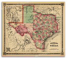 1866 Schönberg's Early Map of Texas Historic Map 24x28 picture