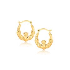 10k Yellow Gold Delicate Hoop Earrings For Women Vintage Design 0.63