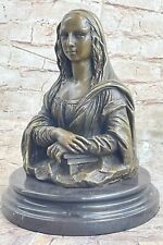 The Mona Lisa by Leonardo Da Vinci Bronze Metal Sculpture Casting on Marble Base picture