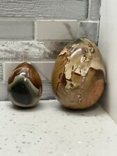 Set of 2 Natural Red Turtle Back Stone Quartz Crystal Egg Polished Magic Aura picture