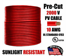 10 AWG Gauge PV Wire 1000/2000 Volt Pre-Cut 15-500 Ft Solar Installation RED picture
