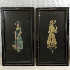 Antique Vintage Victorian Woman Lithograph Framed **FLAWS/READ** picture