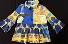 Damee Small Blue Yellow Polka Dot Bell Cuff Sleeve Jacket Art To Wear picture