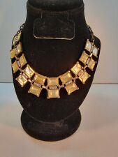 Vintage Necklace Yellow Glass Glows Under Black Light Choker Style picture