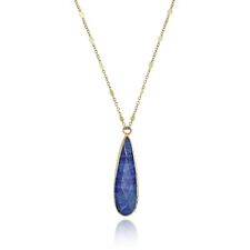 Bohemian Blue Lapis Boho Teardrop Gold over Sterling Silver Chain Necklace picture