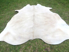 MAKE OFFER  LARGE WHITE Cowhide Rug natural HAIR ON Cow Hide Skin light beige picture