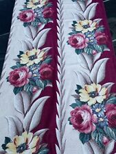 Deluxe Elusive 30s Raspberry & Cream Glen Court Barkcloth Vintage Fabric PILLOWS picture