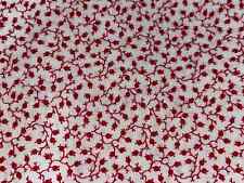 1/2 Yd Vintage Tiny Red & White Floral Vines Small Print Cranston Cotton BTHY picture