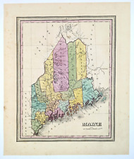 1845  MAINE  Map ORIGINAL Portland Waldo Penobscot Somerset HENRY TANNER RARE picture
