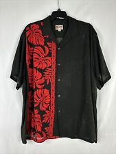Hilo Hattie Hawaiian Shirt Mens Size 4XL Black Red Floral Short Sleeve Button Up picture