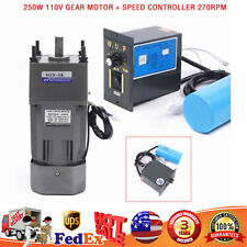 250W 110V AC Gear Reduction Motor Electric+Variable Speed Control Reversible New picture