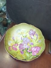 Antique Weimar Bavaria Hand Painted Iris Floral Round Serving Bowl picture