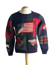 Polo Ralph Lauren Men’s Medium 100% Wool Hand Knit 9/11 Tribute FDNY Sweater picture