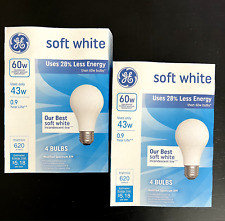 8 Light Bulbs GE 60 Watt Soft White Basic Light Bulbs A19 2-Pack 4 Bulbs Each picture