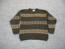 VINTAGE Woolrich Sweater Mens Large Green Wool Fair Isle Nordic Outdoors USA 90S picture