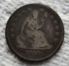 1840-O No Drapery Seated Liberty Silver Quarter Rare Date Fine /  VF Cleaned picture
