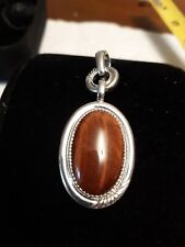 Carolyn Pollack Enhancer Silver with Yellow caramel Stone pendant signed 🎁  picture