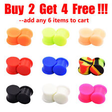 PAIR-SOLID LARGE LIP Silicone Ear Skins-Ear Gauges-Soft Ear plugs-Ear Tunnels picture