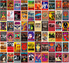 60 PC Vintage Rock Band Posters, 70S 80S 90S Retro Concert Prints, Bedroom Wall  picture