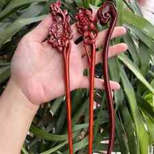 Chinese Hair Stick Retro Style Peach Wood Handmade Carved Hollow Hairpin Women picture