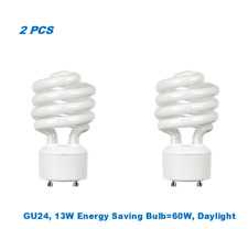 2 Bulbs, Twister GU24,13W Energy Saving Bulb= 60W, DayLight 5000K, UL Listed picture