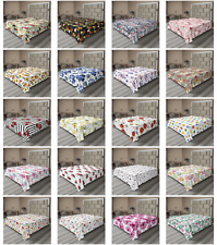 Ambesonne Watercolor Print Flat Sheet Top Sheet Decorative Bedding 6 Sizes picture