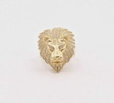 Large Men's Roaring Lion Head Ring Real Solid 10K Yellow Gold picture