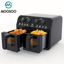Dual Basket MOOSOO Air Fryer 6.4 Quart 8 in 1 Cooking Modes Independent Frying B picture