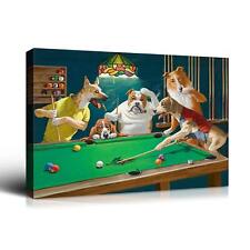 Coolidge Dogs Playing Billiards,Canvas Print, Game Room Wall Decor  picture