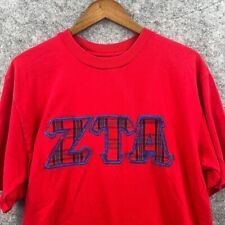 Vintage ZTA Zeta Tau Alpha Fraternity Single Stitch Red T Shirt Large USA picture