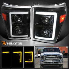 Fits 2011-2016 F250 F350 SuperDuty Switchback LED Bar Projector Headlights Black picture