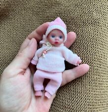 Mini silicone baby doll 4 inch Greta handsculpt by Kovalevadoll , painted picture