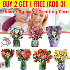 Mother's Day Gift -3D Up Flower Bouquet 3D Pop Up Flower Greeting Cards US picture