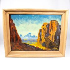 Vintage Painting Southwest Desert Mountains Scene Western Sunset Framed 15x19 picture